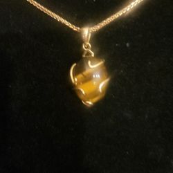 Genuine Golden Tigers Eye Cabachon Pendant 