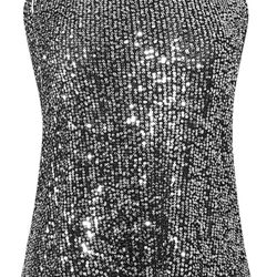 Womens Sparkly Sequin Plus Size Tops Lsize