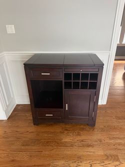 Dark Wood Expandable Bar / Wine Cabinet