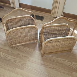 Vintage Woven Wicker Magazine & Storage Baskets