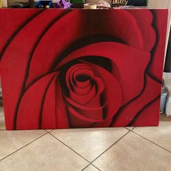 Red Rose Canvas About 3x4ft $90