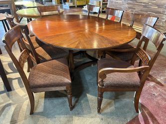 ETHAN ALLEN 8-Seater British Colonial Regency Dining Set w/ Leaf