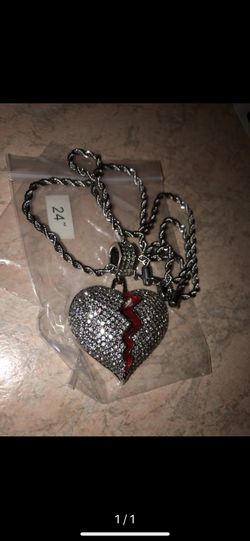 Broken heart iced out pendant necklace