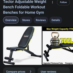 Teclor Foldable Adjustable Weight Bench 