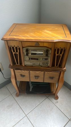 Vintage-Style Wood Cabinet Stereo Console
