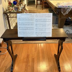 Solid walnut wood antique music stand Vintage ornate laptop table or mid-century modern plant stand 