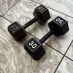 30 lb Dumbbells Pair Cast Iron – Home Gym | Used