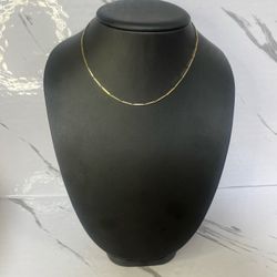14k rectangular bar link yellow gold necklace