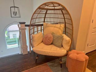 boho-style wicker egg chair