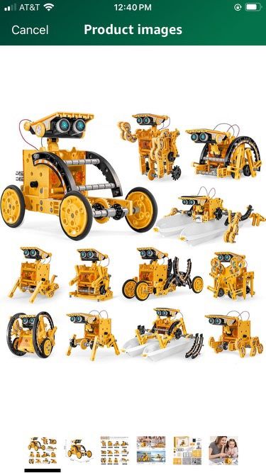 TEMI STEM Solar Robot Toys 12-in-1, 190 Pieces Solar and Cell Powered 2 in 1