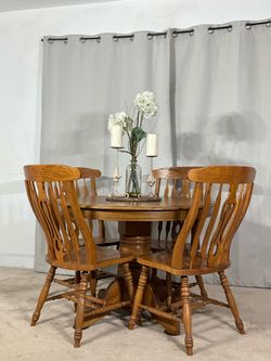 Solid Wood Kitchen Dining Table & 4 Chairs