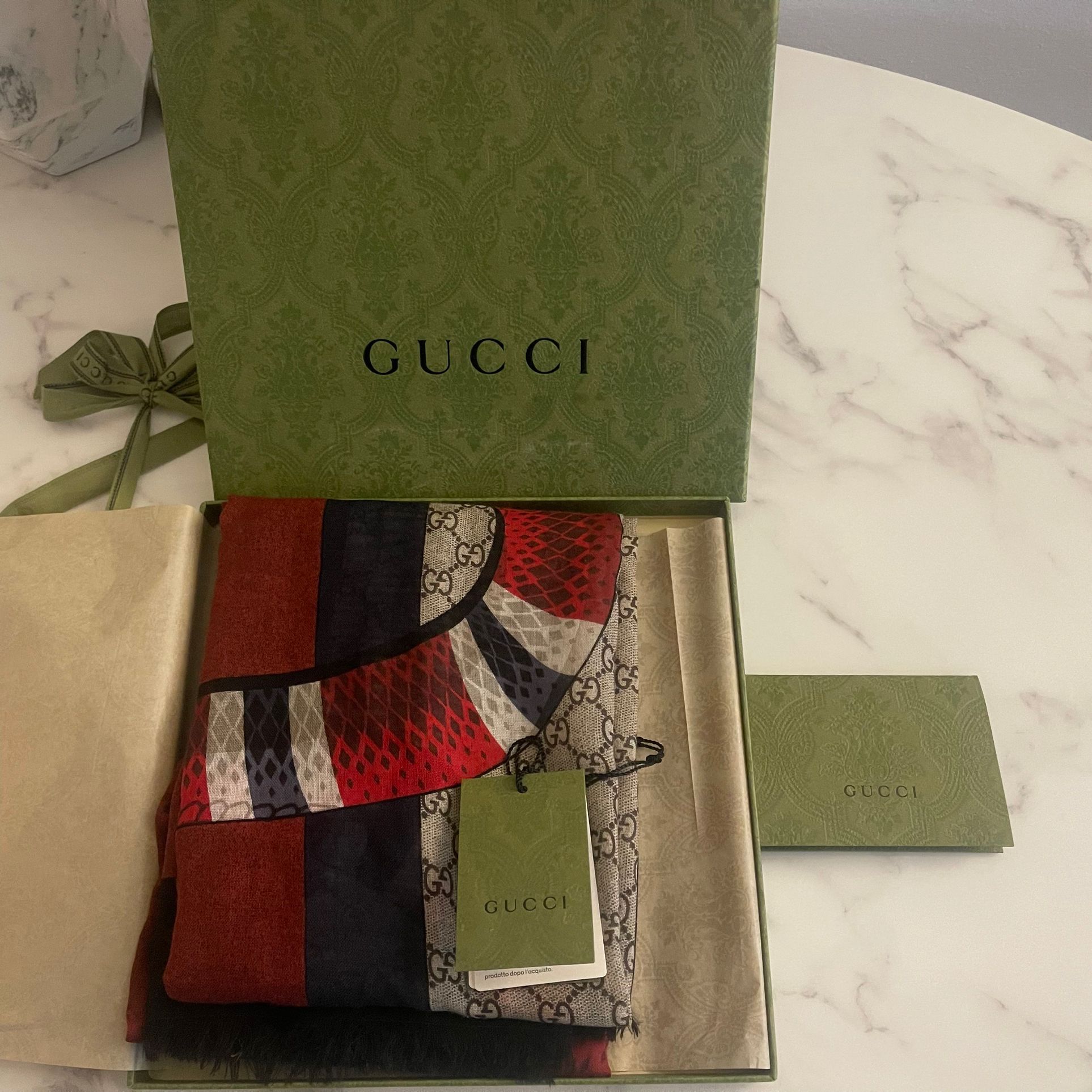 King Snake Gucci Silk Scarf 