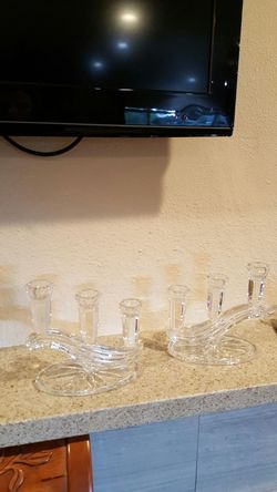2 crystal candle holder both $45