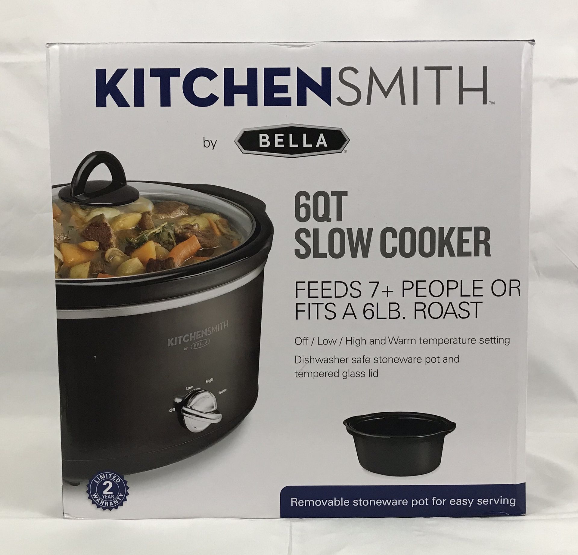 Kitchen Smith by Bella 6Qt Slow Cooker New-Open Box