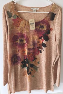 Coldwater Creek Floral Shirt Large Misses 14-16