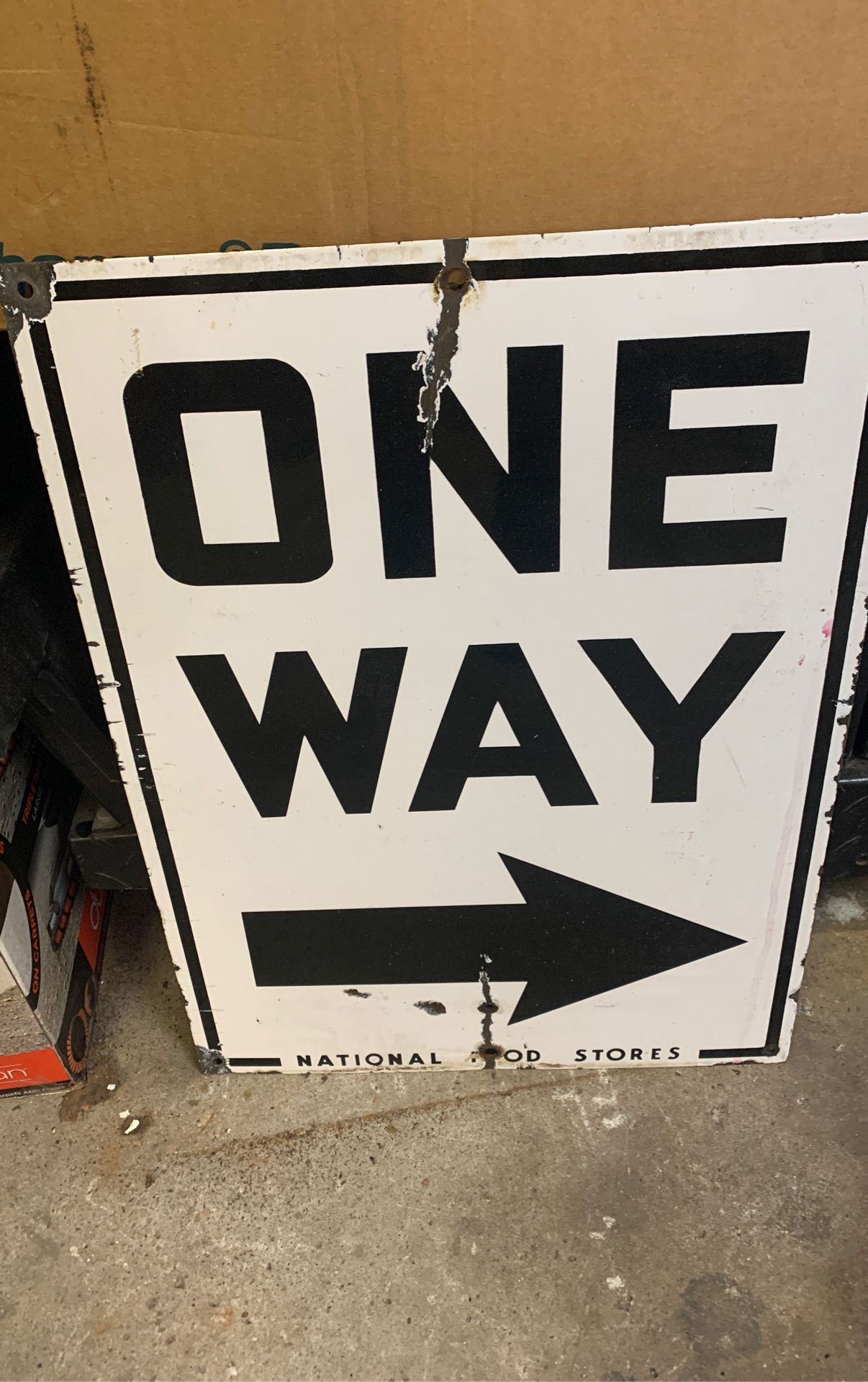 Porcelain one-way sign the real thing not a remake