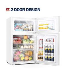 Euhomy Mini Fridge with Freezer, 3.2 Cu.Ft Compact Refrigerator