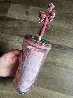 Starbucks Pink Snow Globe Glass Cup