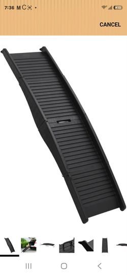 Folding Dog Ramp Black 60.2"x15.7"x4.9" Plastic  Easily folds up for storage and transport, Keeps it steady while in use, Fits various cars and surfac