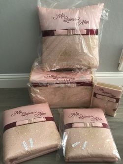 quinceañera , pillow , blush ,burgundy