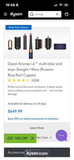 Dyson air wrap dryer
