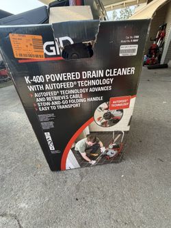 Ridgid K-400 AutoFeed Drain Cleaning Snake Auger 120-Volt Drum Machine and C-45IW 1/2 in. x 75 ft. Cable + Tool Set & Gloves.