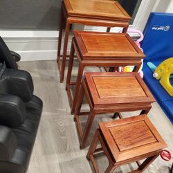Mid-Century Chinese Lacquered Teakwood Ming Style Nesting Tables