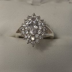 Flower Burst 14k White Gold 1.75ct Diamond Ring Size 8