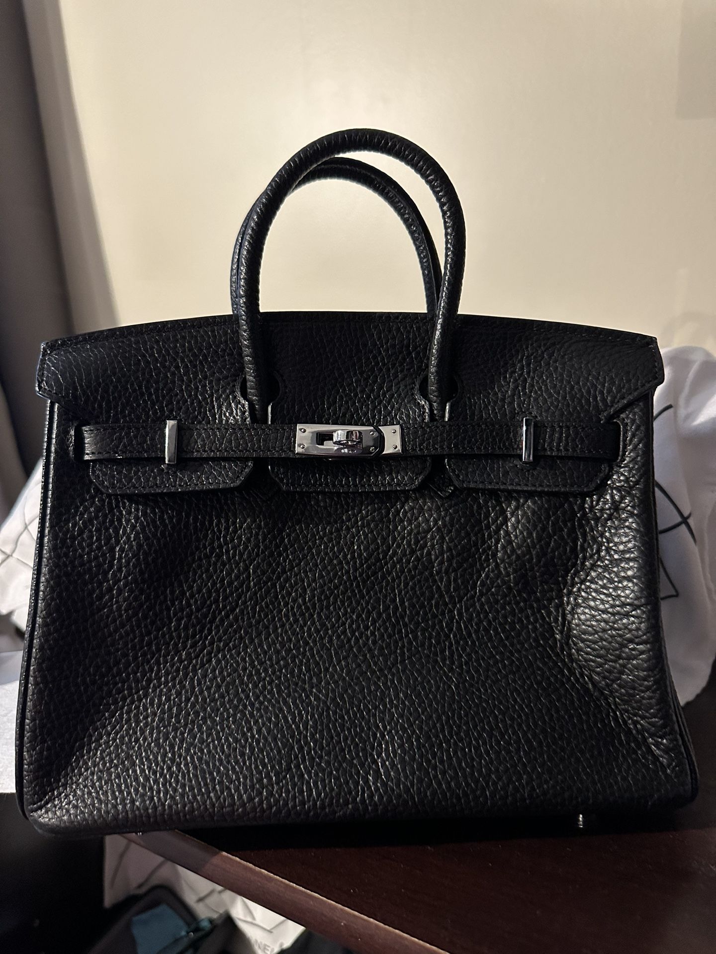 Black Leather 25cm Handbag