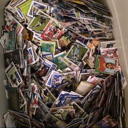 Container Filled With Sports Cards