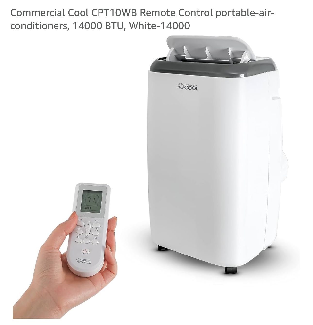 Commercial Cool CPT 10WB Remote Control portable-air-conditioners, 14000 BTU, White-14000