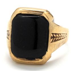 Mens Onyx/10K Gold Ring