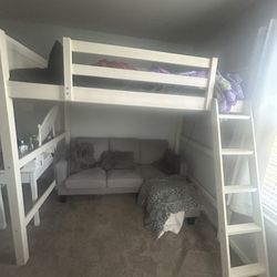 Dorel Living Denver Traditional Wood Full Size Loft Bed- White