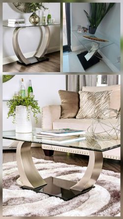 Glass Top Coffee Table and Console Table Set