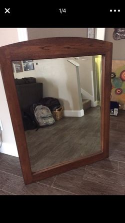 Antique Wooden Mirror w/ Secret Compartment