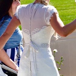 Wedding Dress - Nude Lined Sleeves To Give Lace Illusion 