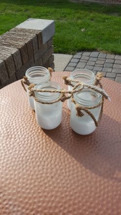 White and clear hanging jars