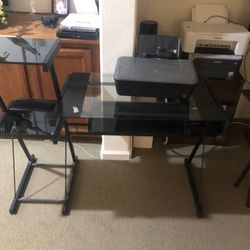 Computer Table Glass And Metal 