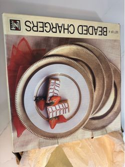 13” Gold Beaded Charger Plates