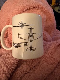 Vintage Curtiss P-40N Warhawk Fighter Plane Blueprint Coffee Mug Headwind WWII