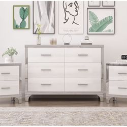 White Mirrored Dresser And Nightstand Set