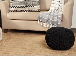 REDEARTH Round Pouf Foot Stool Ottoman - Hand Knitted Bean Bag - Cord Boho Pouffe - Cable Poof Footrest for Living Room - Nursery - Bedroom - Patio - 