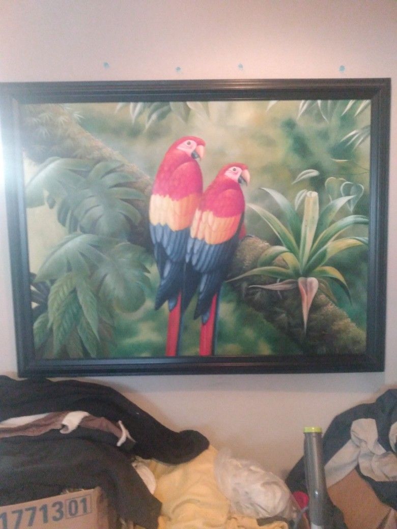 Beautiful Oil Parrot Canvas Painting