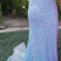 Baby Blue Sequins Pageant/Prom Dress