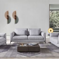 Modern Grey Fabric Sofa Set