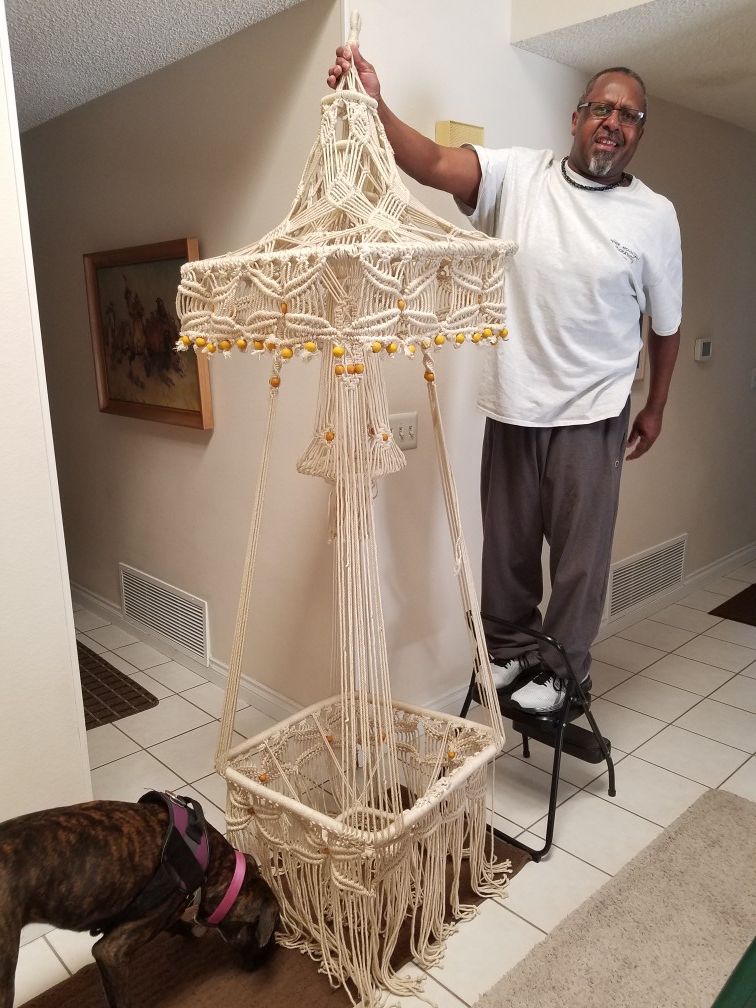 Macrame hanging table