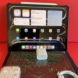 Apple IPad Pro 13”  (M4 chip /OLED display/ 2024 Model) 512GB with keyboard, pen & Accessories 