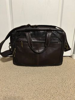 Samsonite leather top loader laptop carry on satchel briefcase