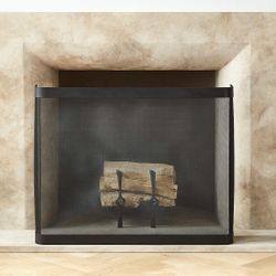 CB2 Black Mesh Fireplace Screen