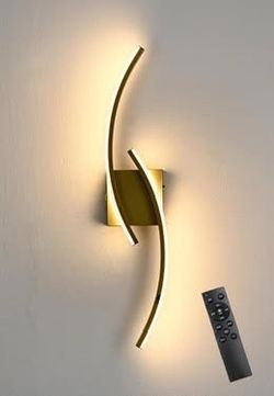 10000mAh Battery Operated Modern Rechargeable Gold Wall Sconce 3CCT-Curved Remote Control